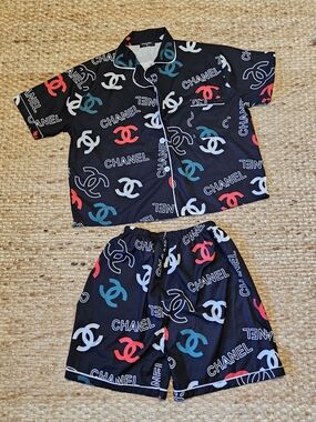 NWOT - CC Black Short Set with Multicolor  Print - XL
